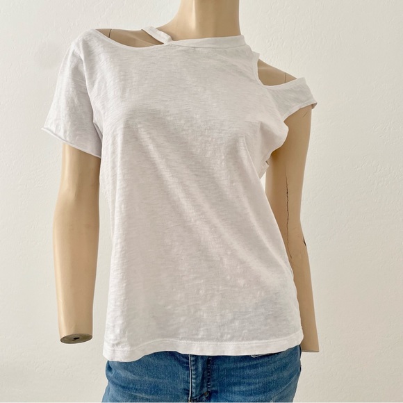 LNA- white cold shoulder white tee- small - Picture 5 of 12